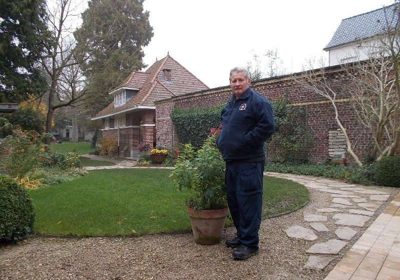 Gary Silliker in the garden at Talbot House, Belgium while staying there to perform Warden duties.