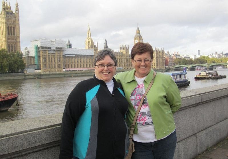 Darlene O'Shea and Heather Coughlan during their London visit.