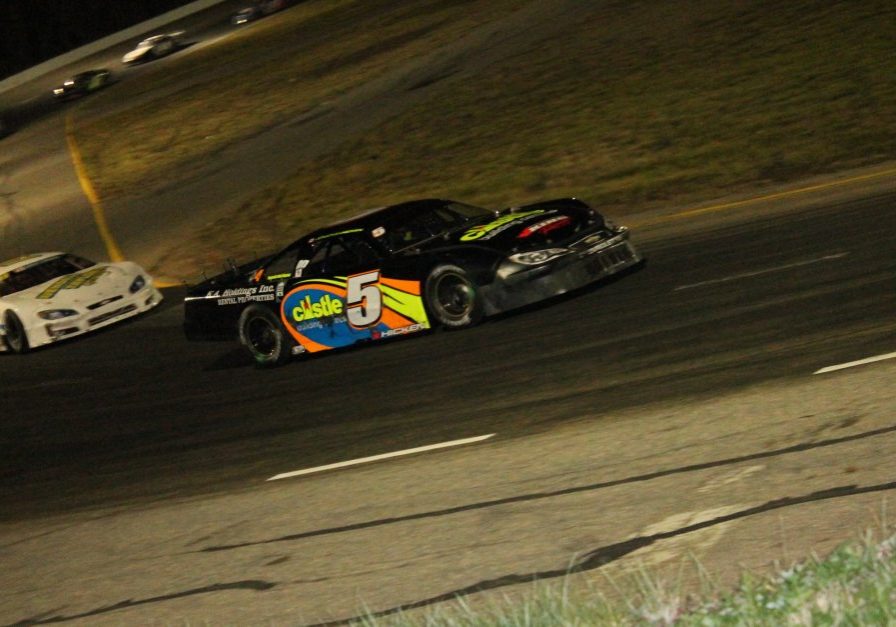 Jonathan Hicken (#5) dominated the Pro Stock portion of the ‘Chi City Showdown to win the 1st Pro Stock race in 15 years at Speedway Miramichi. Photo by Brittany Hoyt.