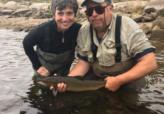 Ledges Guest Richard Campbell with grilse caught by his lovely wife Jancinta