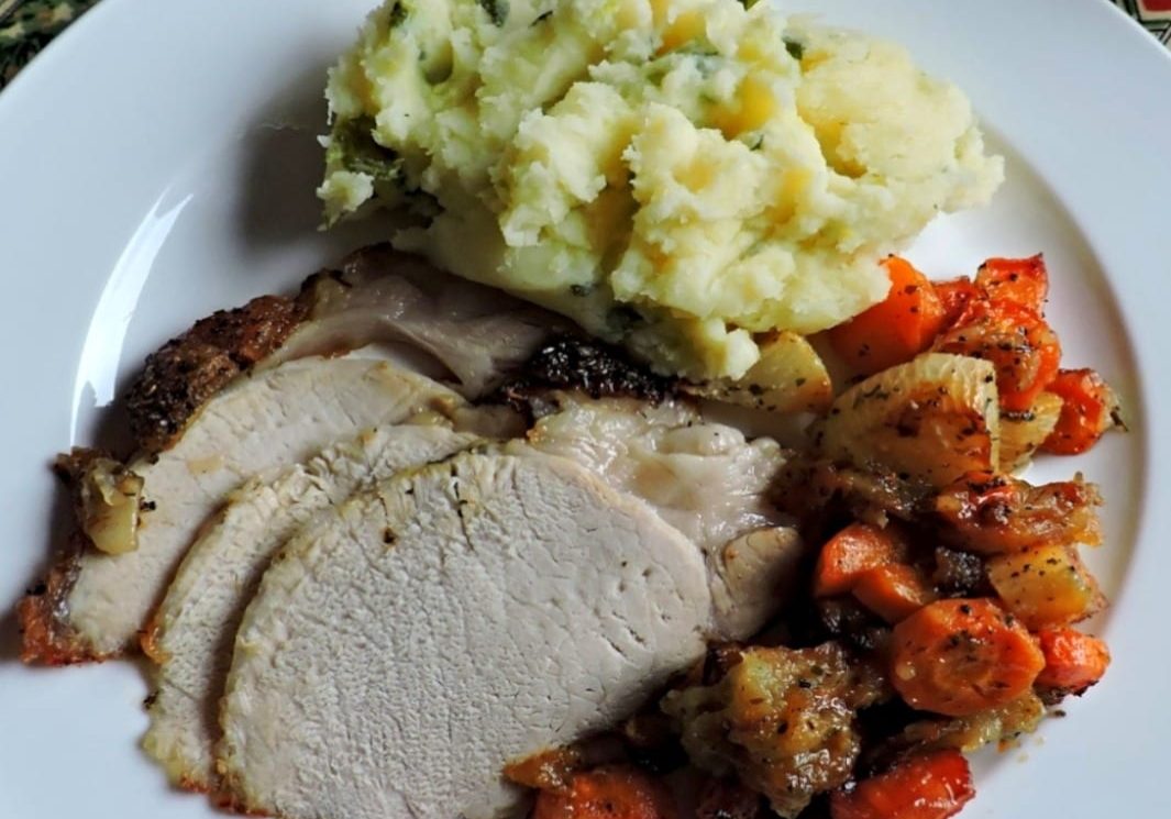 Roast Pork with Carrots, Turnips and Apples