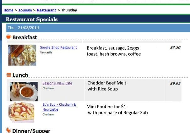 Find out today's Restaurant Specials.