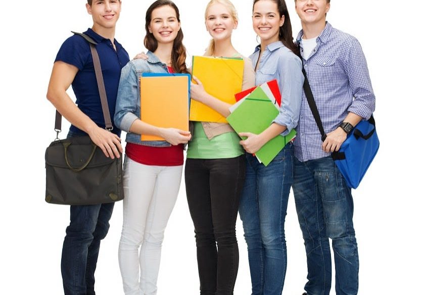 group of smiling students standing