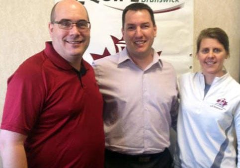 Jason Dickson, an Olympian and former major league baseball pitcher, has been named Team New Brunswick's honorary captain for the 2013 Canada Summer Games. From left: Stéphane Hachey, chef-de-mission; Dickson; and Jennifer Bent-Richard, assistant chef-de-mission.