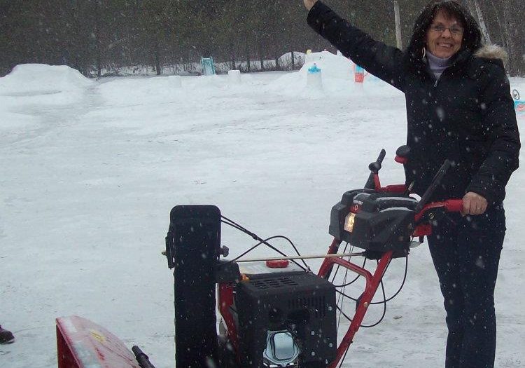 Just in time for a big snowstorm! Liz Donovan with her prize Troy-Bilt snow thrower.