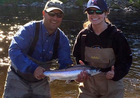 Joe Palmer and Ally Clowes with a nice grilse