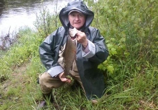 A nice 19 inch sea trout landed last week by Randy Campbell and netted by an ole friend Mark Flynn, up river, Main Southwest