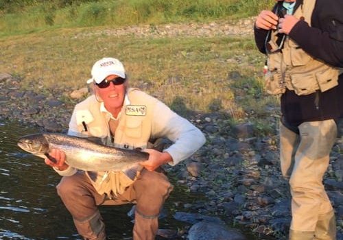 George with a nice hen he landed on Saturday and Guide Boyd Curtis from Mount Channel. Submitted by Ledges Inn.