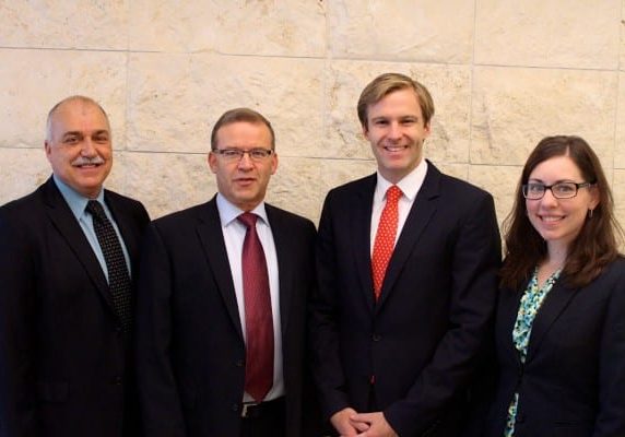 Premier-designate Brian Gallant announced a three-member transition team to liaise with the civil service in the period leading to the swearing-in of the new cabinet. From left: Don Ferguson; Len Hoyt; Gallant and Ellen Creighton.