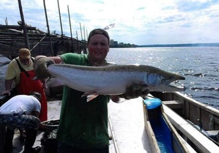 Tyler Coughlan with large female salmon July 16th 2014