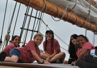 Sponsored teens aboard the Unicorn during the 2012 military daughters pilot program in the US.