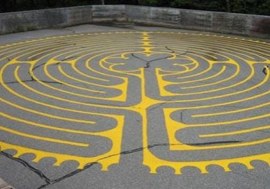 The 50 foot Labyrinth at Carrefour Beausoleil is a replica of the one in the Chartres Cathedral in France.